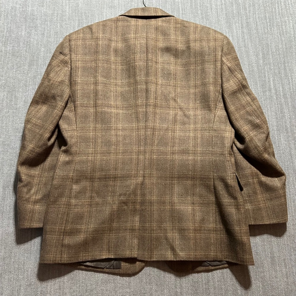 Jos A Bank Mens 42S Brown Plaid 100% Wool 2 Button Sport Coat Blazer 42 Short - Picture 7 of 7